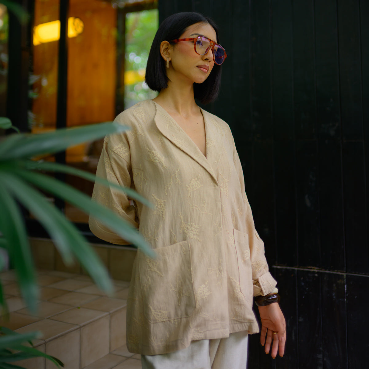 Beige Dusk Embroidered Shirt