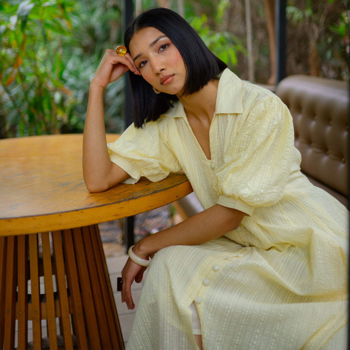 Butter Yellow Twirl Flounce Maxi Dress