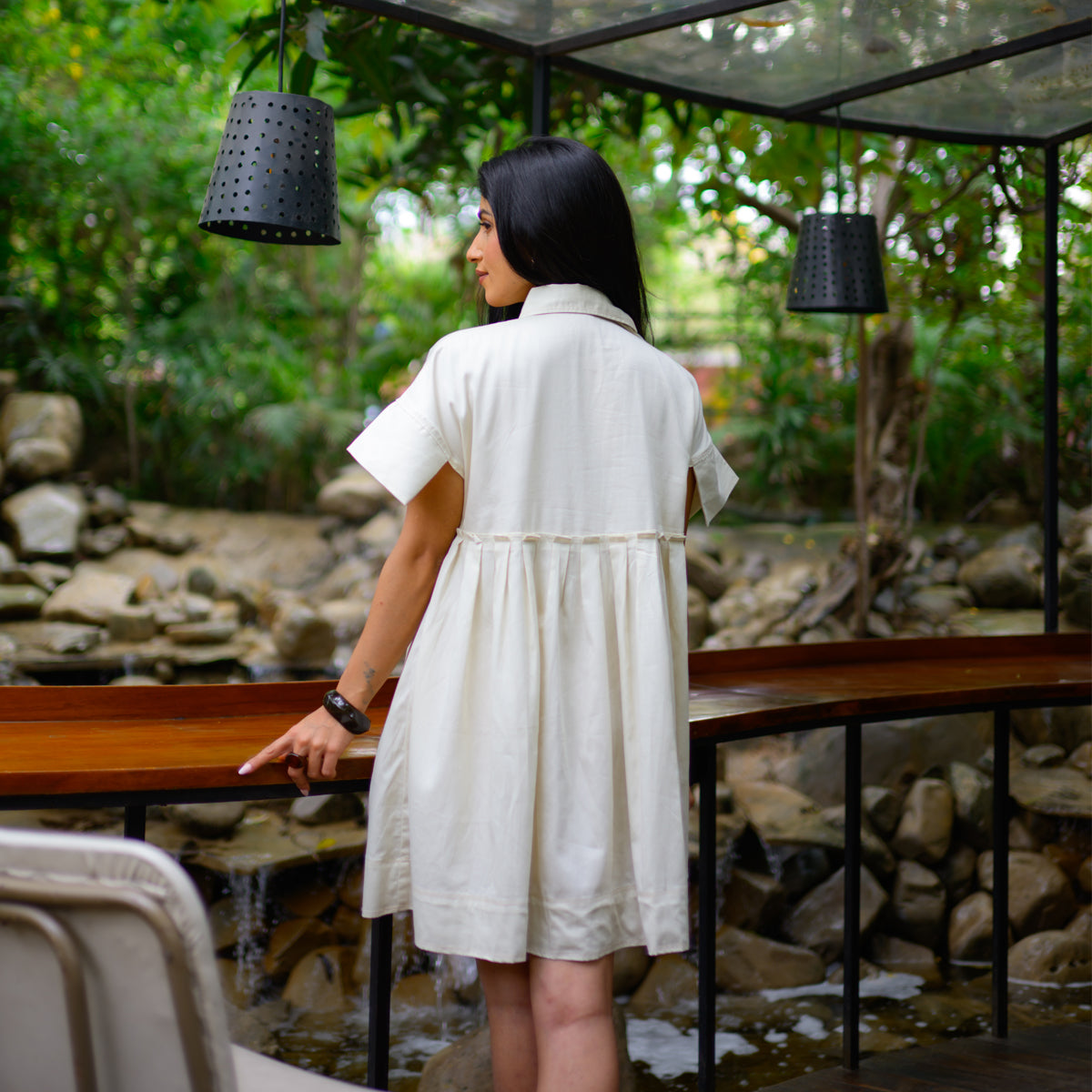 Cloud White Sunstep Short Dress