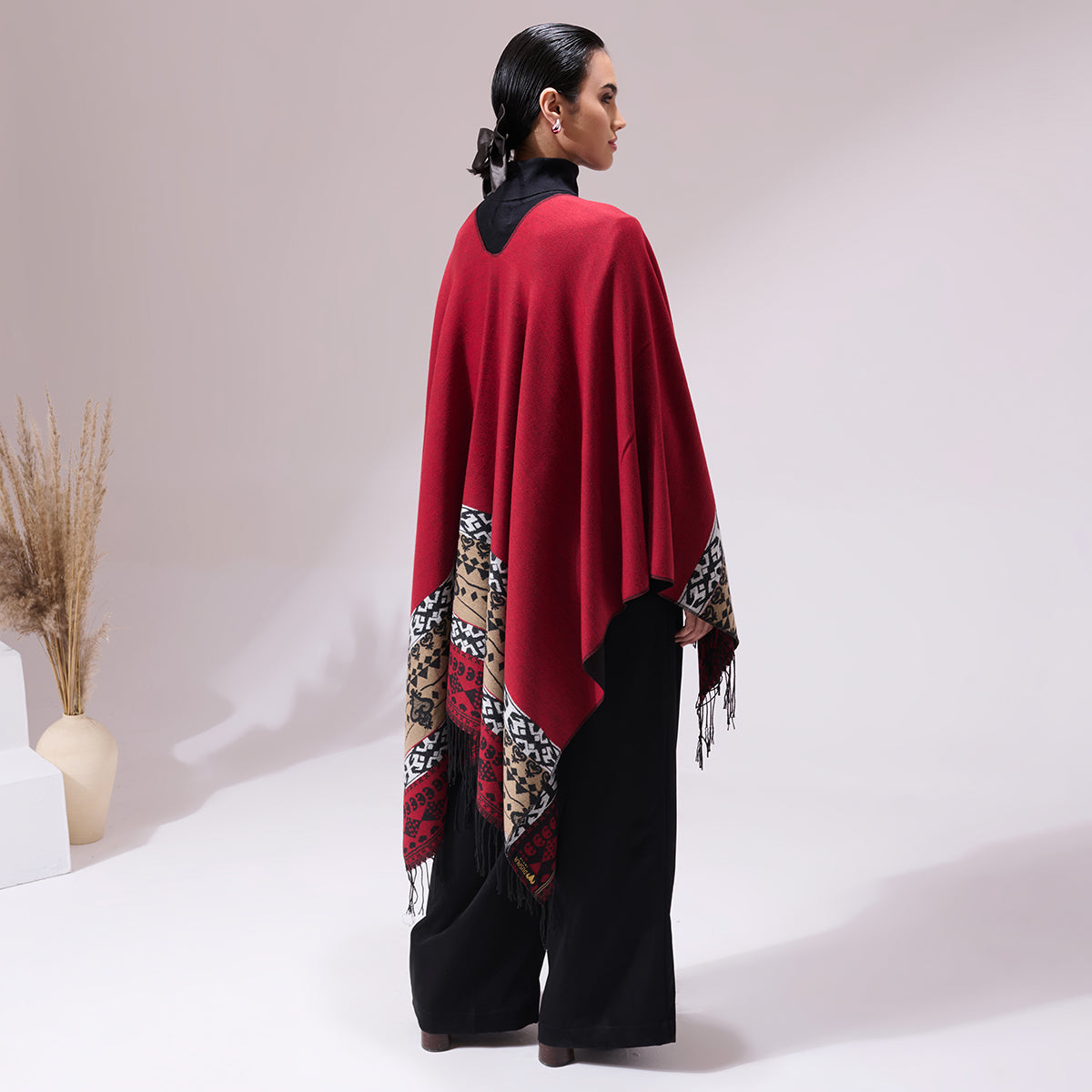 Shiran Maroon Heritage Cashmere Cape