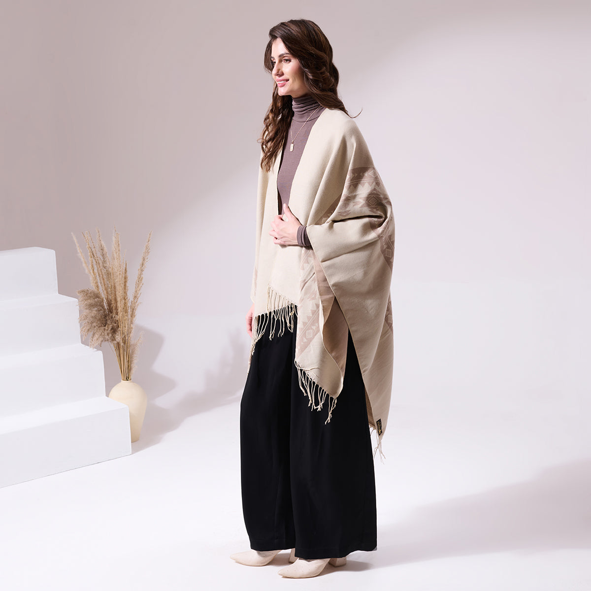 Charles Beige Heritage Cashmere Cape