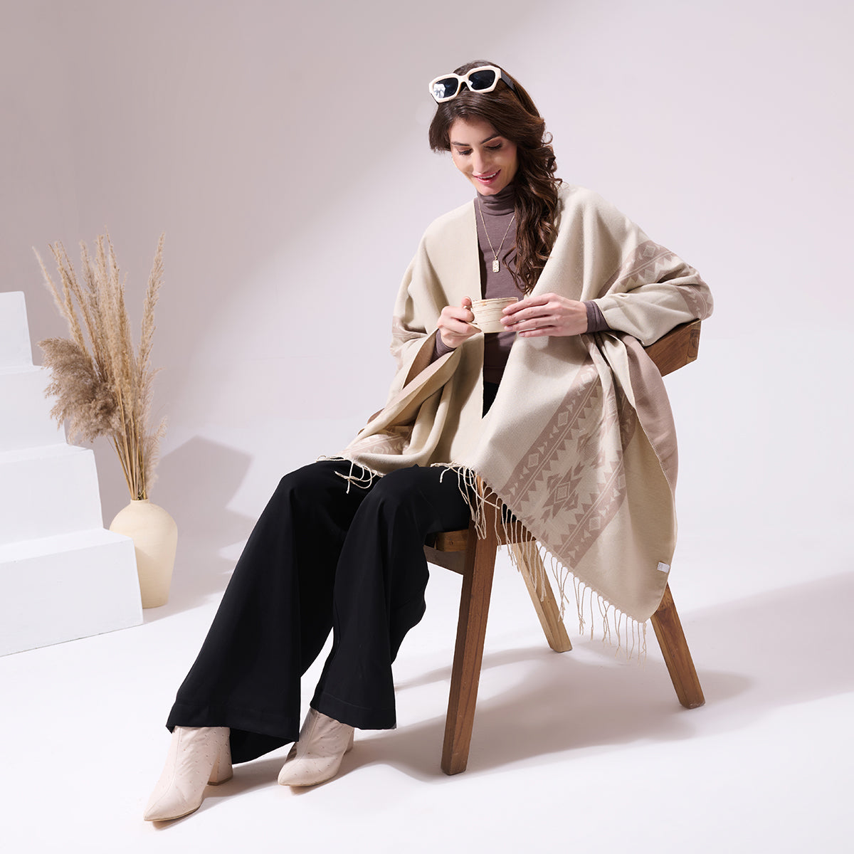 Charles Beige Heritage Cashmere Cape
