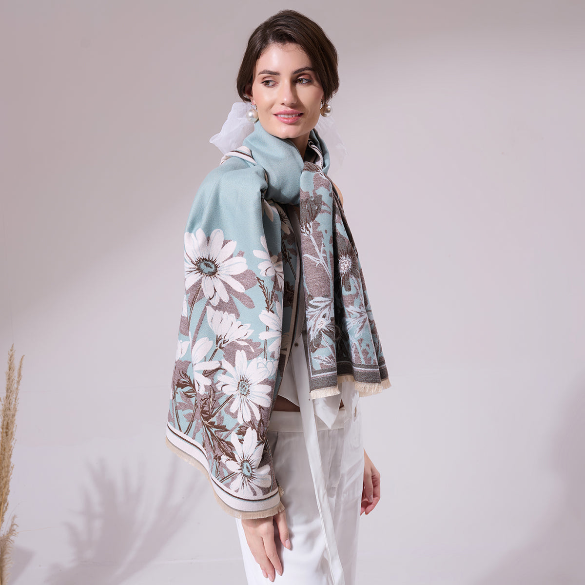 Shita Sky Blue Heritage Cashmere Cape