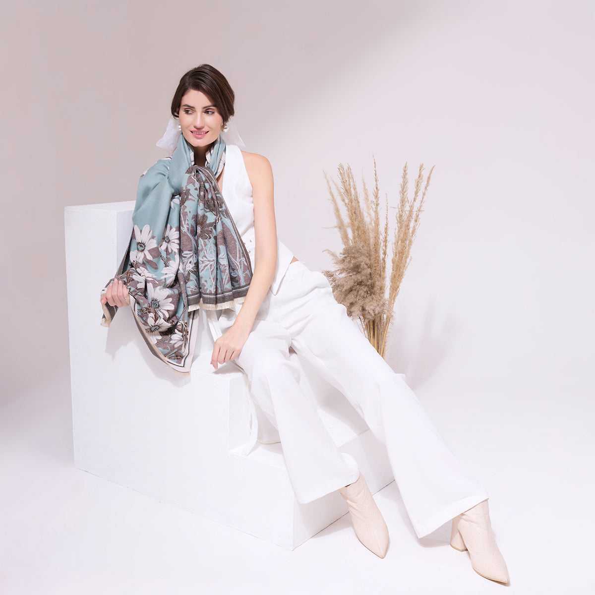 Shita Sky Blue Heritage Cashmere Cape