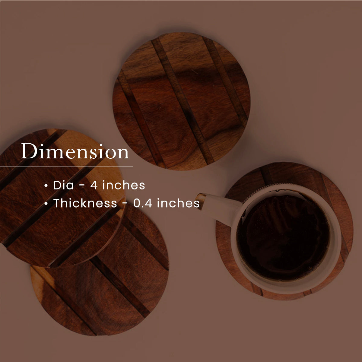 Wooden Coasters | Sheesham Wood | Set of 4