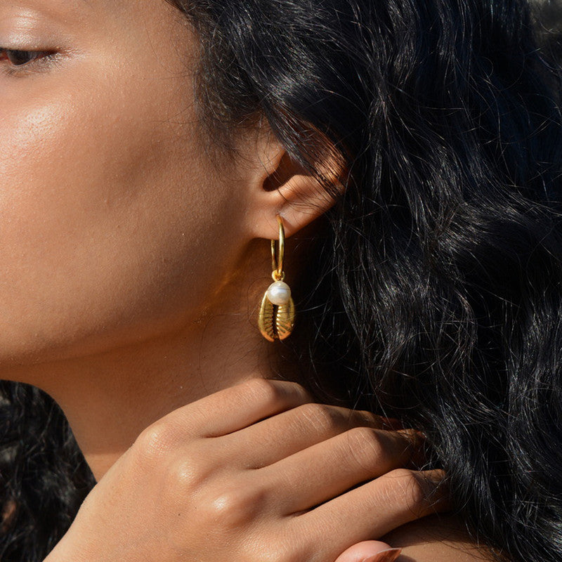 Cowrie Earrings | Gold Plated