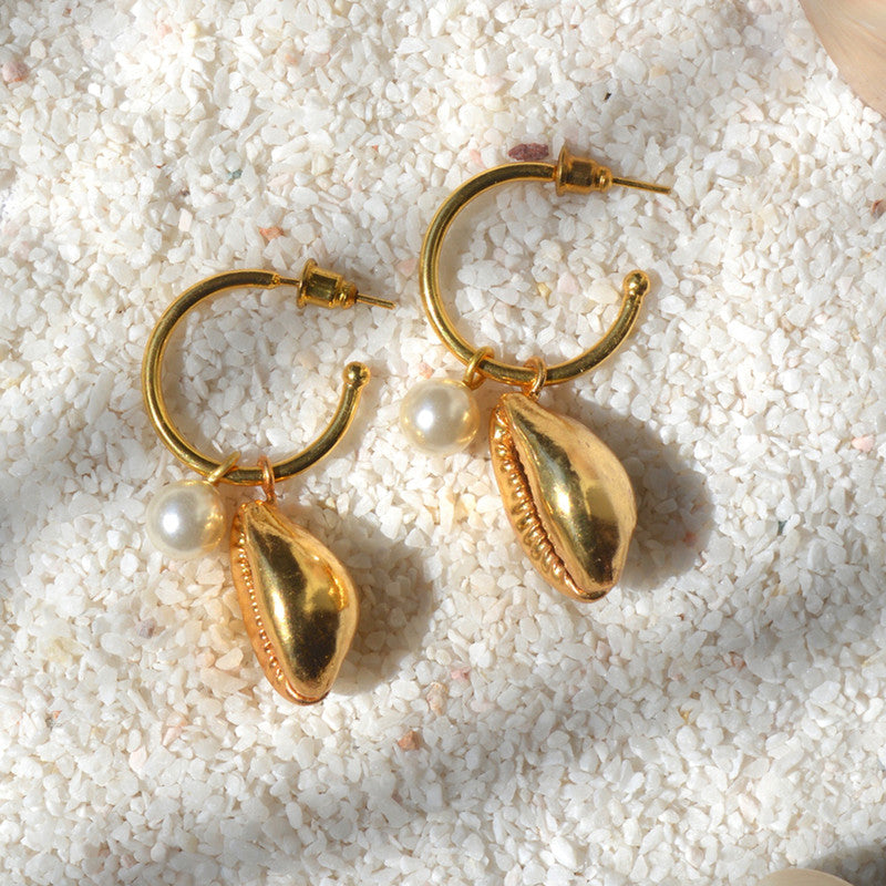 Cowrie Earrings | Gold Plated