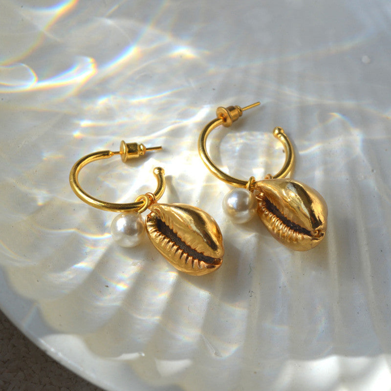 Cowrie Earrings | Gold Plated