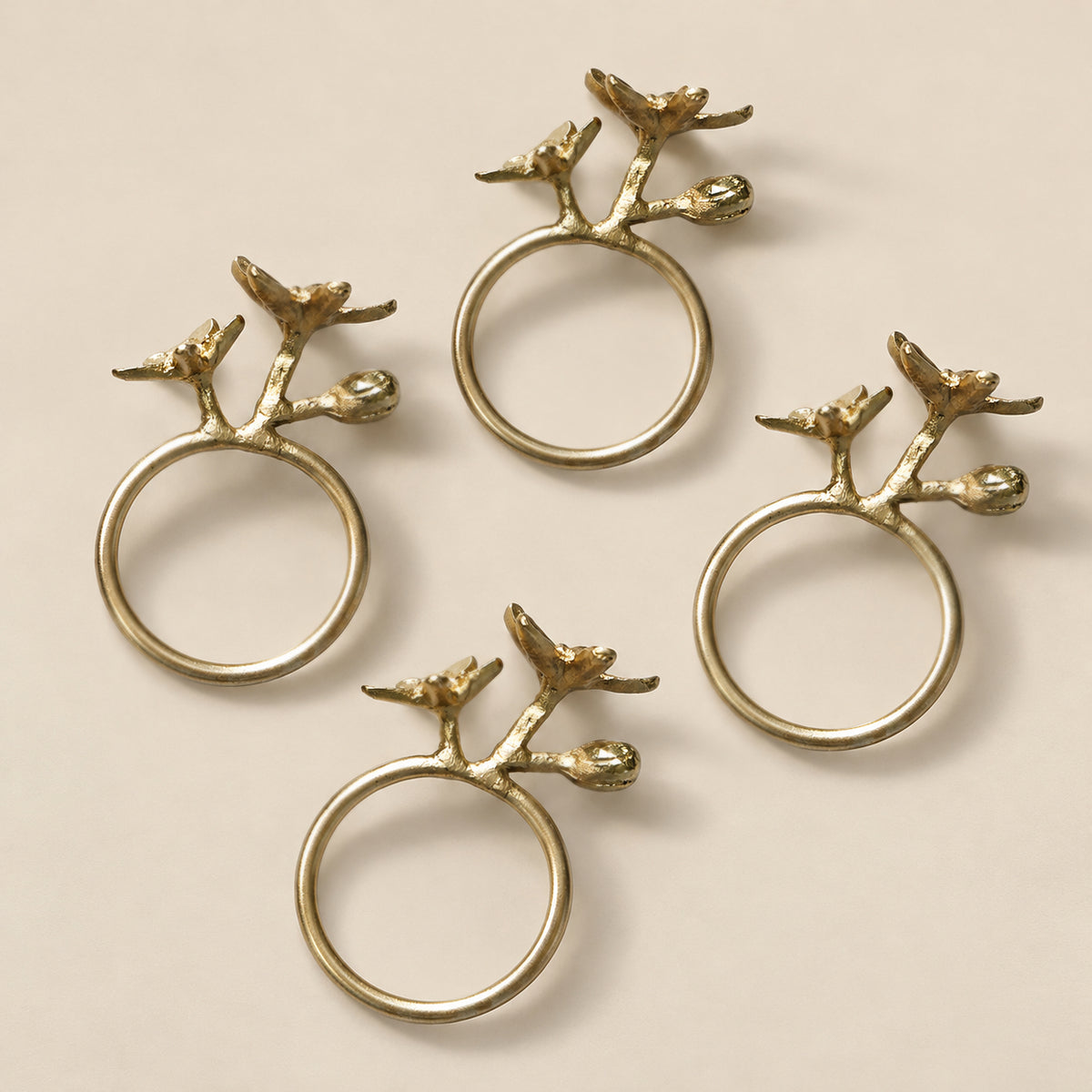 Floret Napkin Ring (Set of 4) - Antique Gold