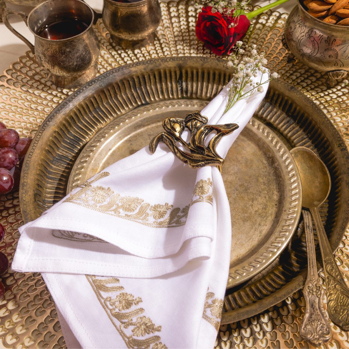 Kasheer-Hund Golden Tulip Napkin Ring | Set of 4