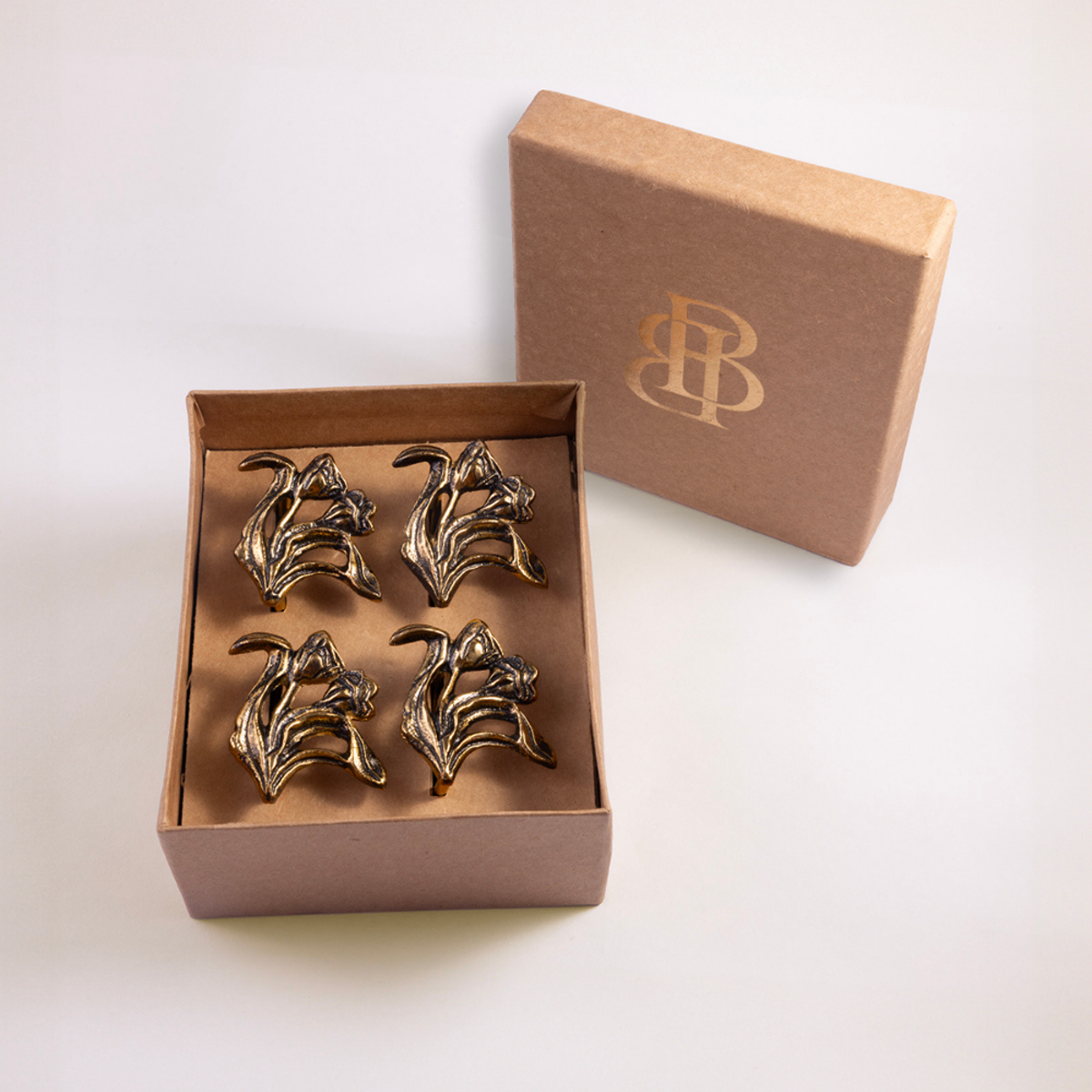 Kasheer-Hund Golden Tulip Napkin Ring | Set of 4