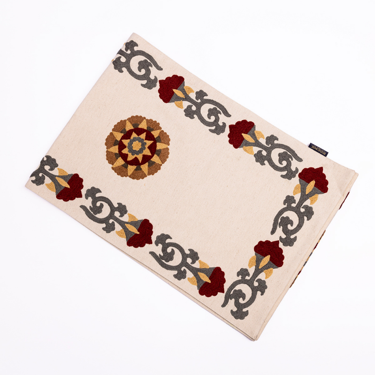 Suzani Style Crewel Embroidered Fergana Table Runner