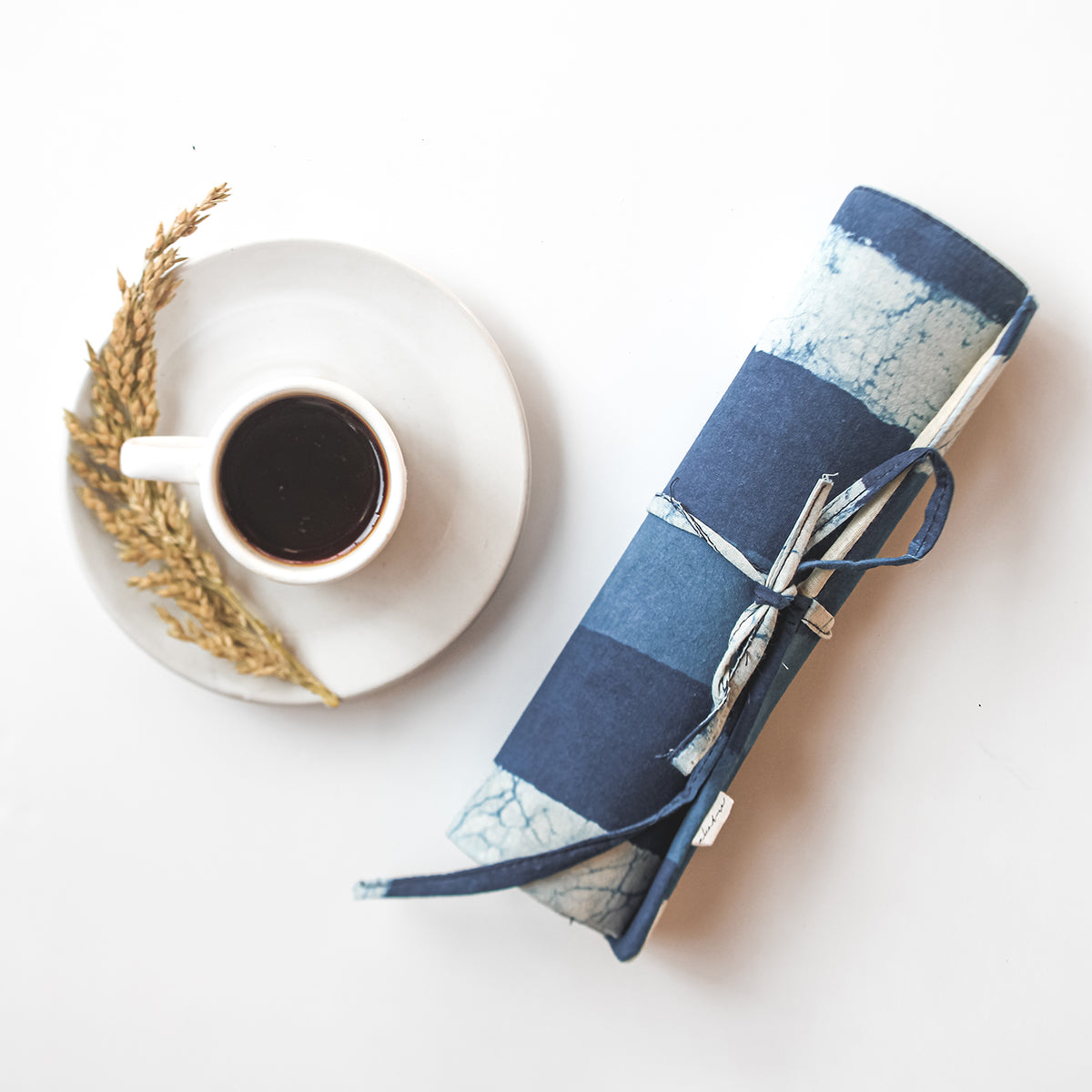 Roll Up Case - Indigo stripes