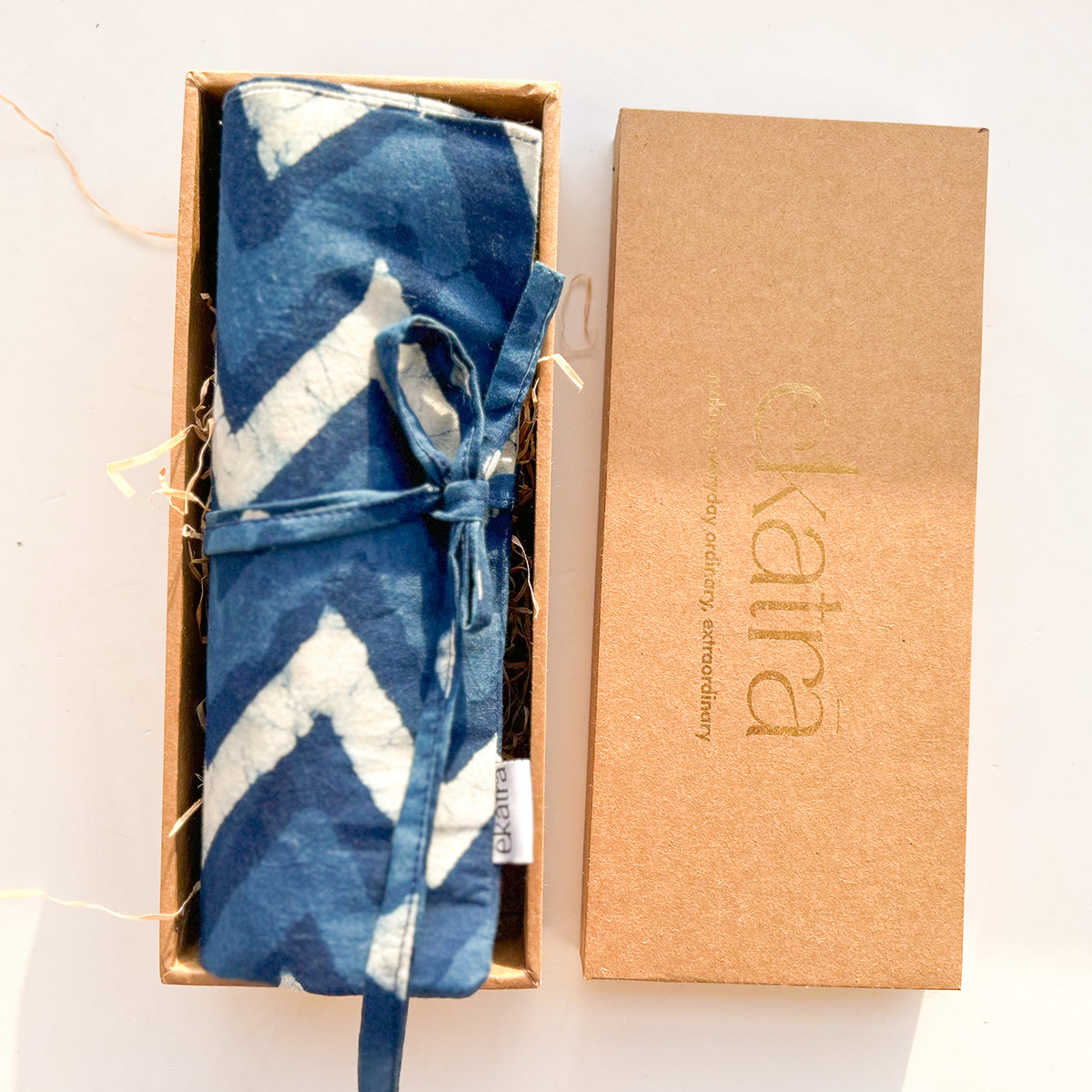 Roll Up Case - Indigo Chevron
