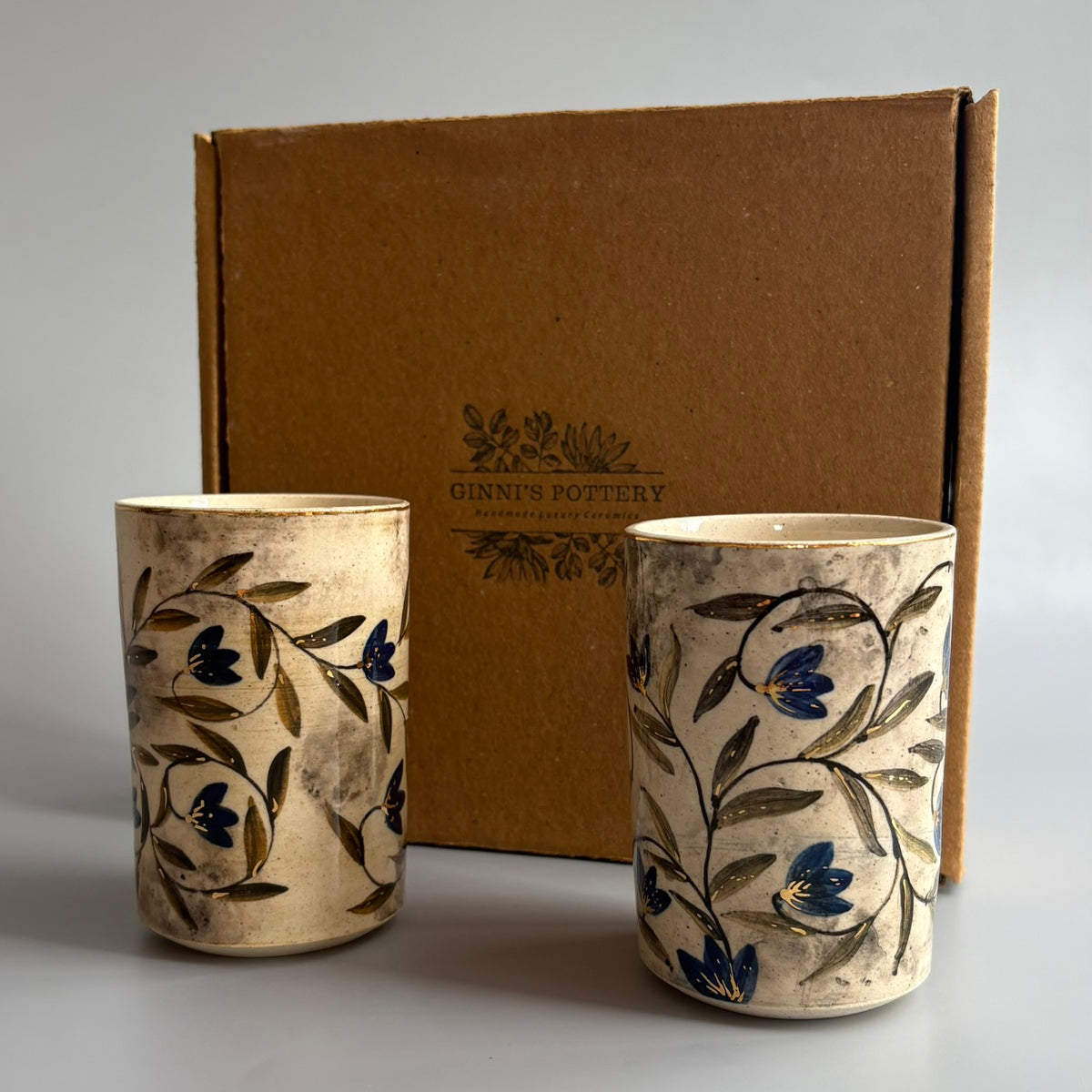 Mughal Wine Glasses Blue & Green - Blue & Green Set Of 2