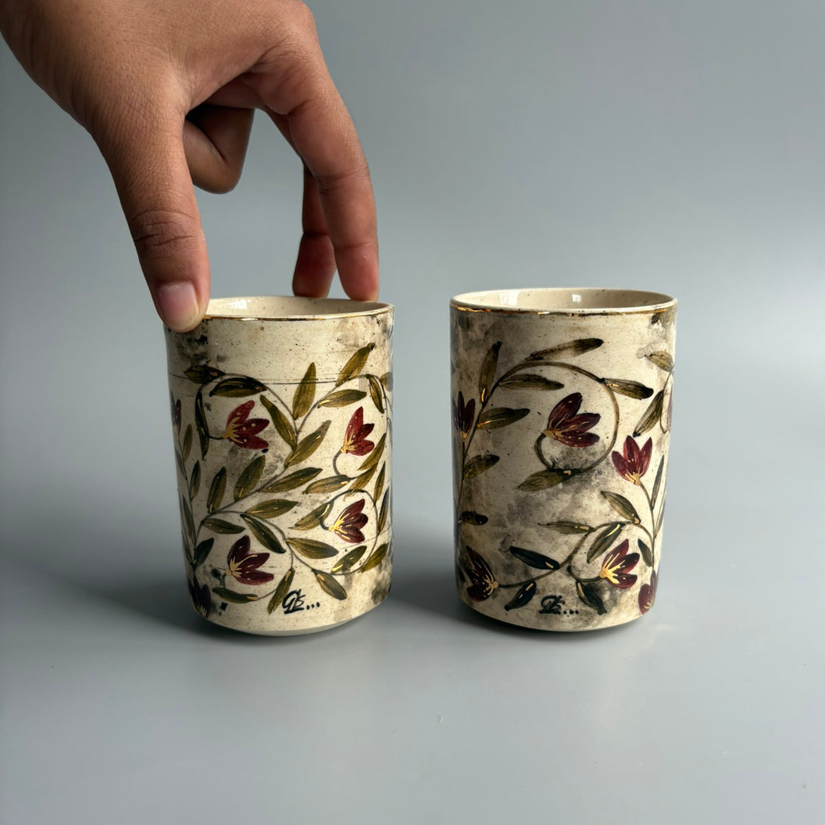 Mughal Wine Glasses Red & Green - Red & Green Set Of 2