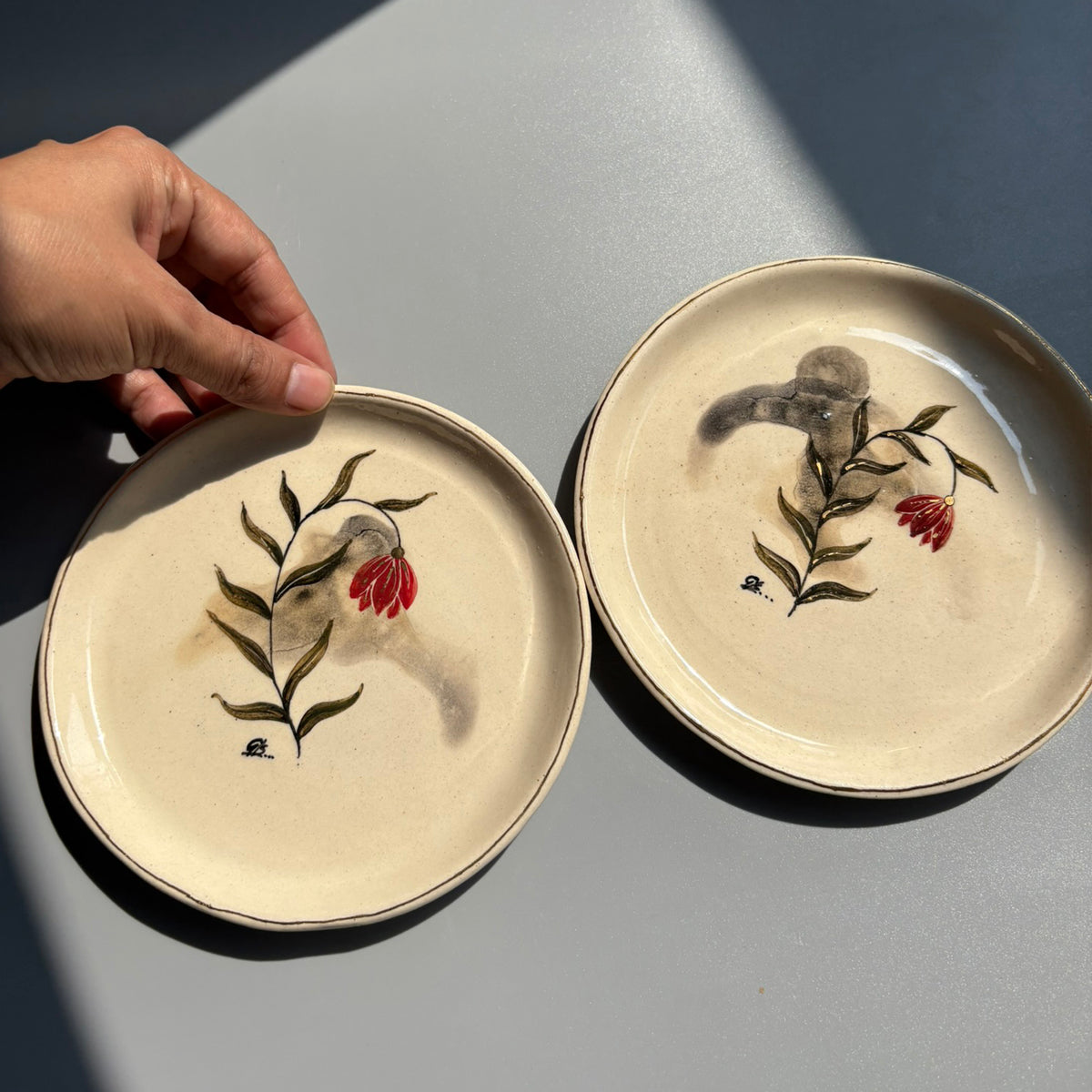 Mughal 6 Inches Plates Red - Red Set Of 2