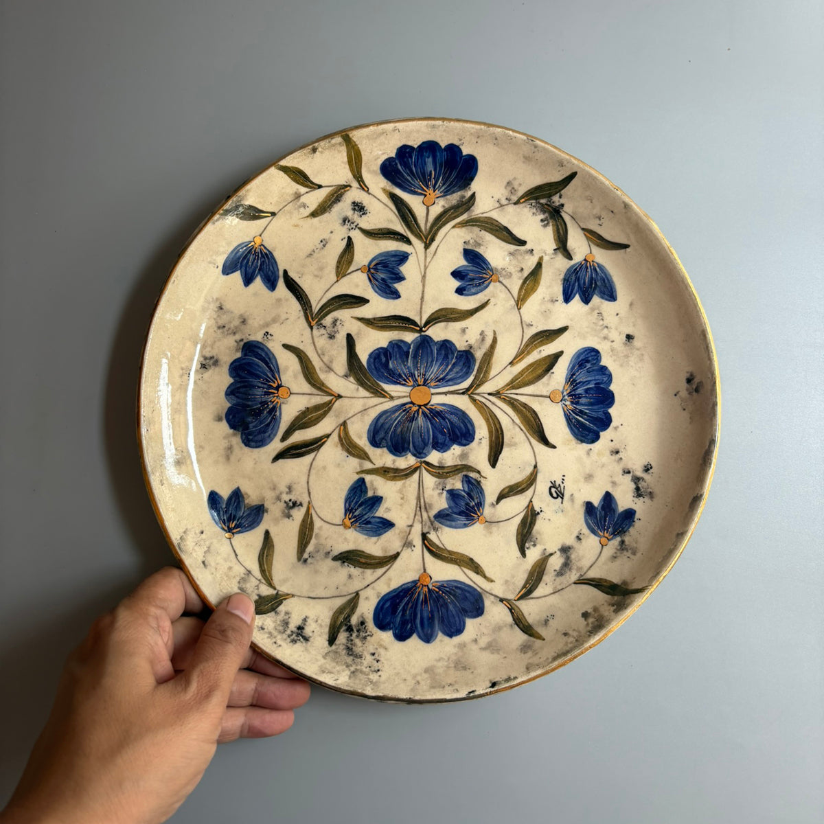 Mughal 10 Inches Dinner Plate Blue & Green - Blue & Green