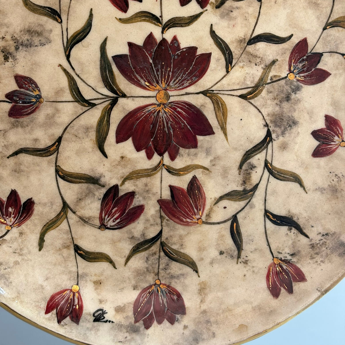 Mughal 10 Inches Dinner Plate Red & Blue - Red & Green