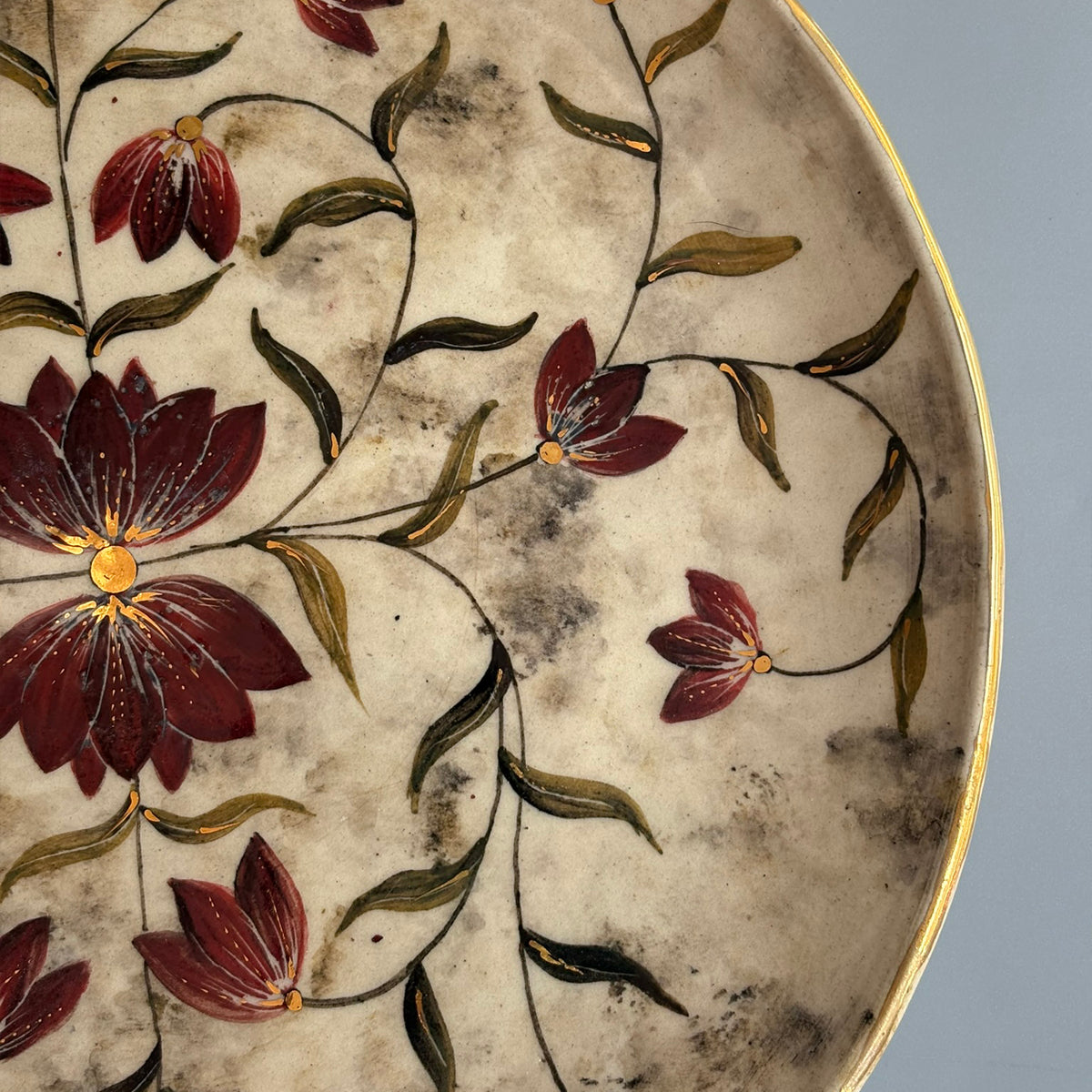 Mughal 10 Inches Dinner Plate Red & Blue - Red & Green