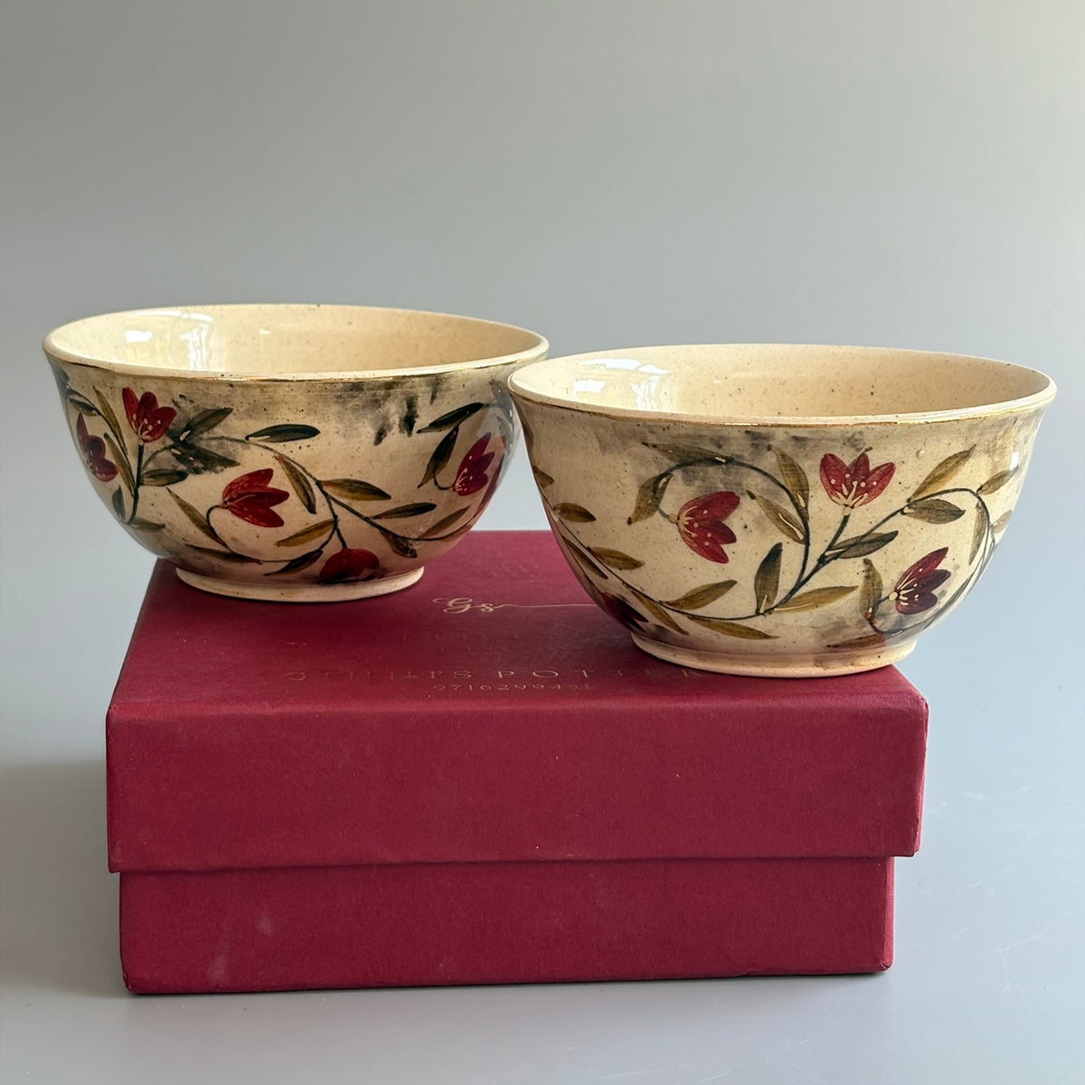 Mughal Small Curry/Nut Bowl Red & Green - Red & Green Set Of 2