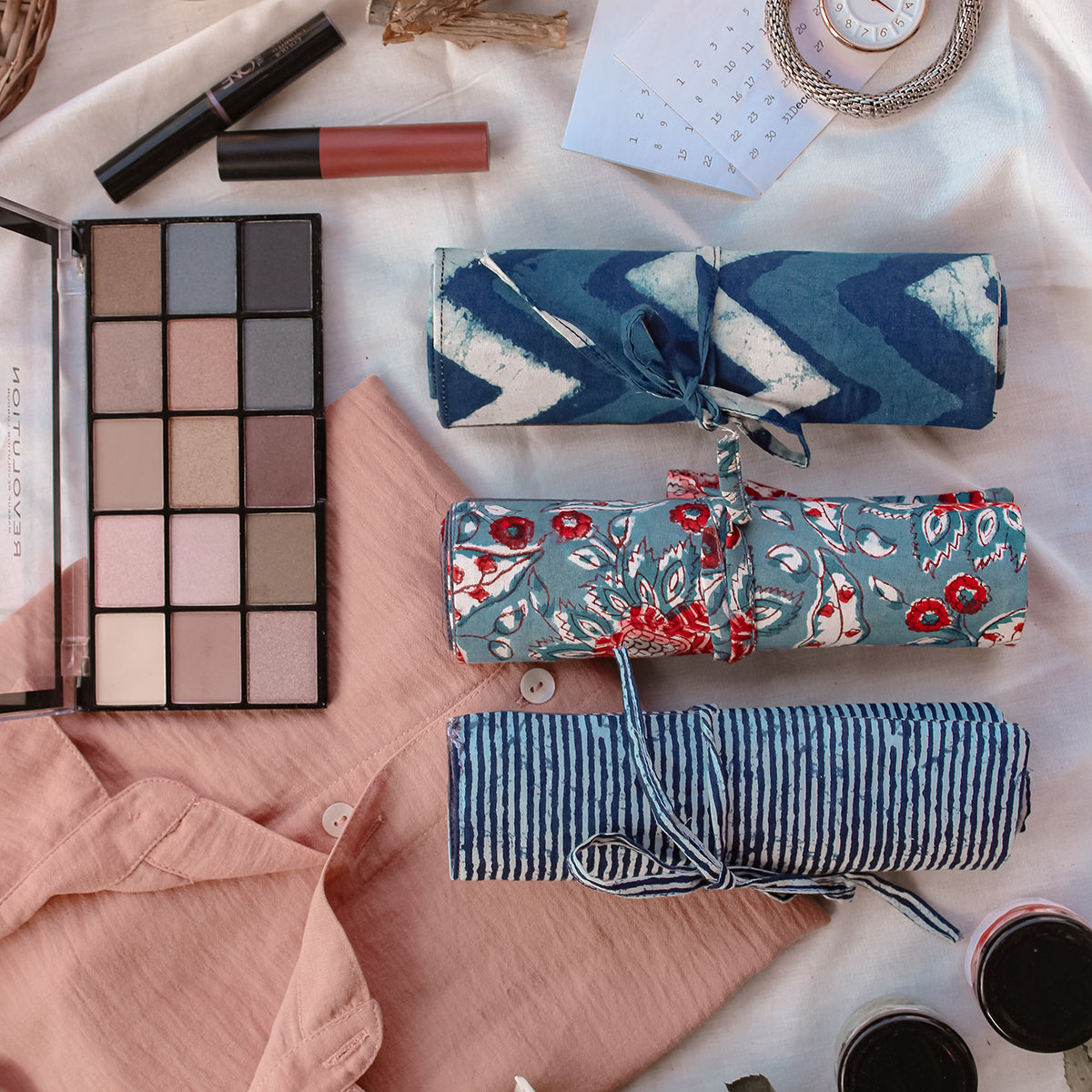 Roll Up Case - Indigo Chevron