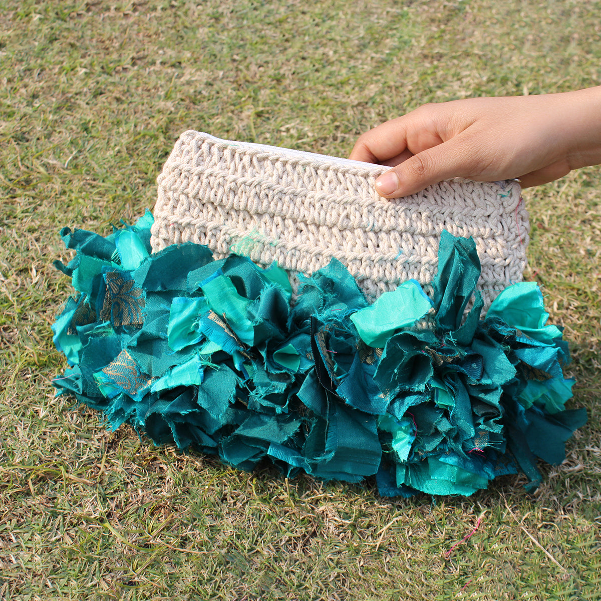 Katran Crochet Pouch-Green