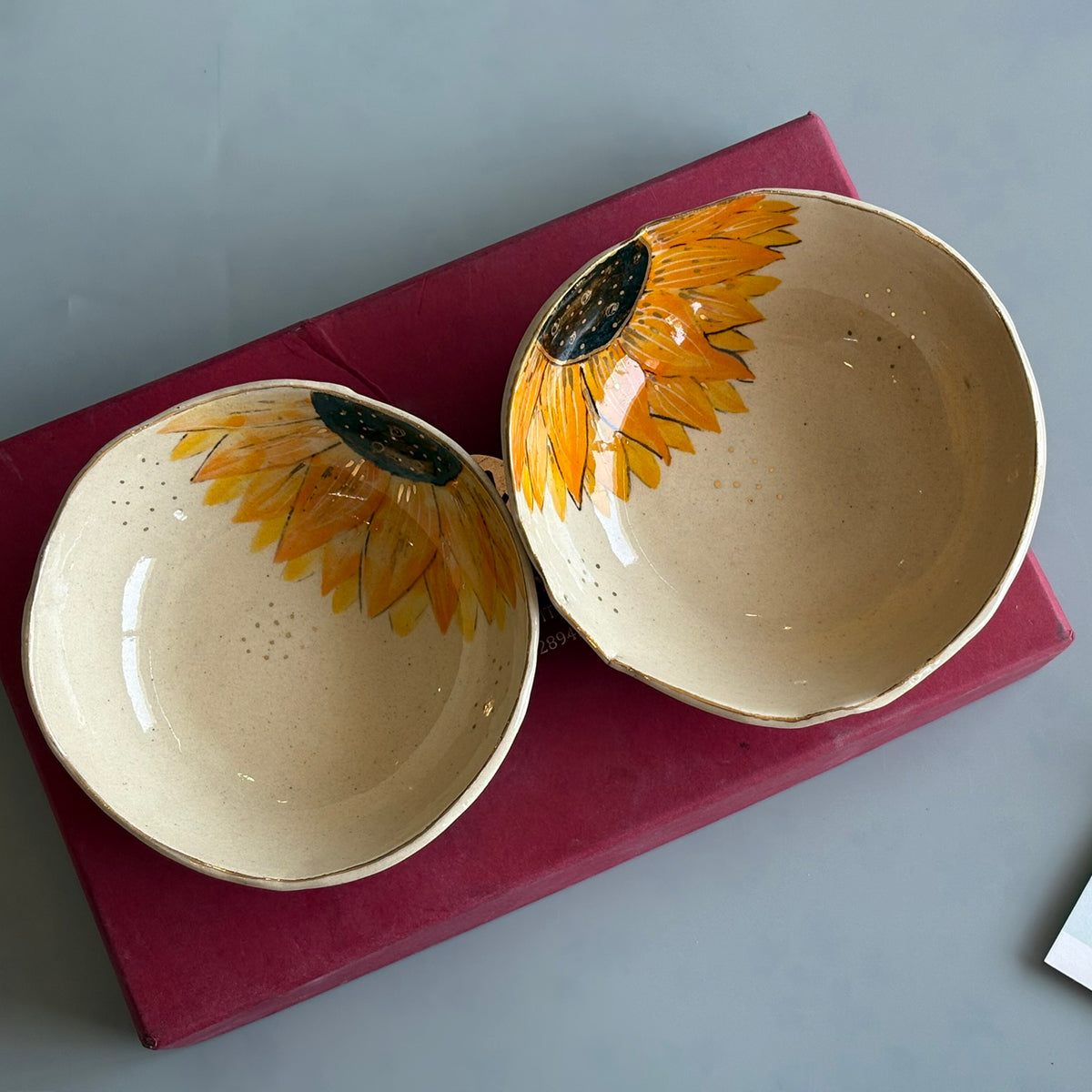 Sunflower Tapas Bowl - Beige & Yellow Set Of 2