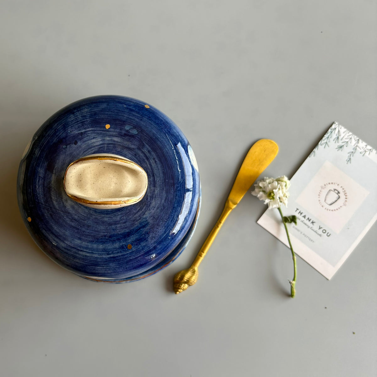 Jasmine Butter Dish - Blue & White