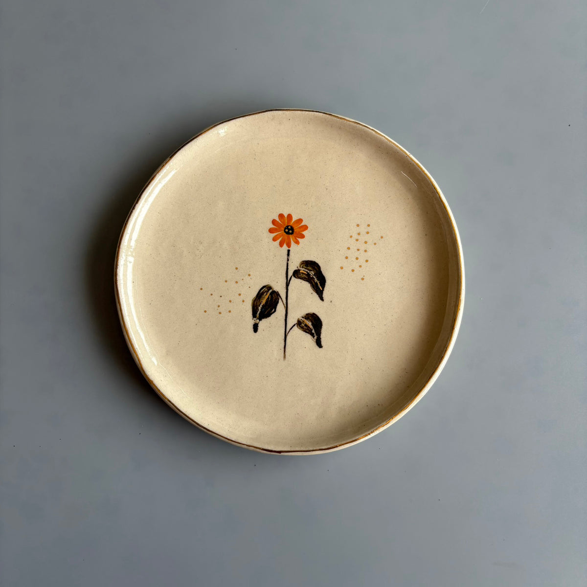 Sunflower 5 Inches Cake Plate - Beige & Yellow - Set Of 2