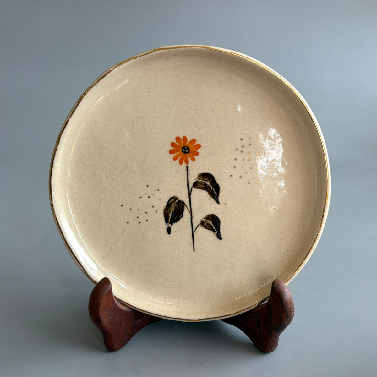 Sunflower 5 Inches Cake Plate - Beige & Yellow - Set Of 2