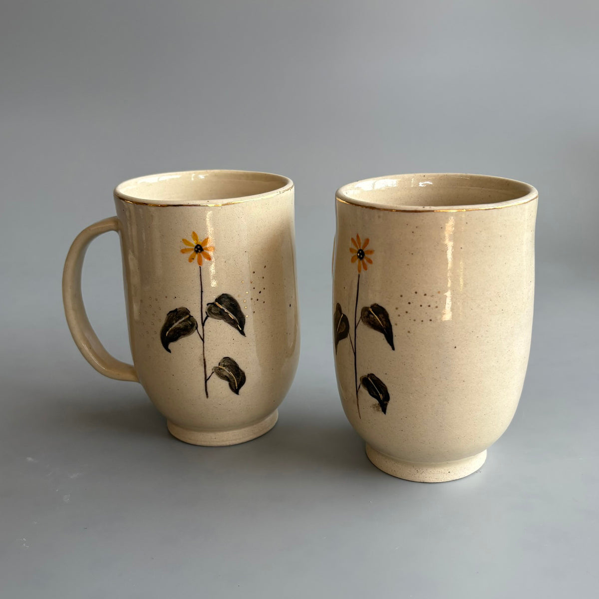 Sunflower Large Mug - Beige & Yellow | Single