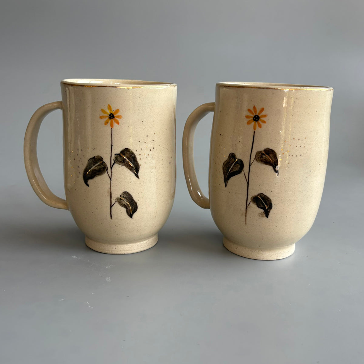 Sunflower Large Mug - Beige & Yellow | Single