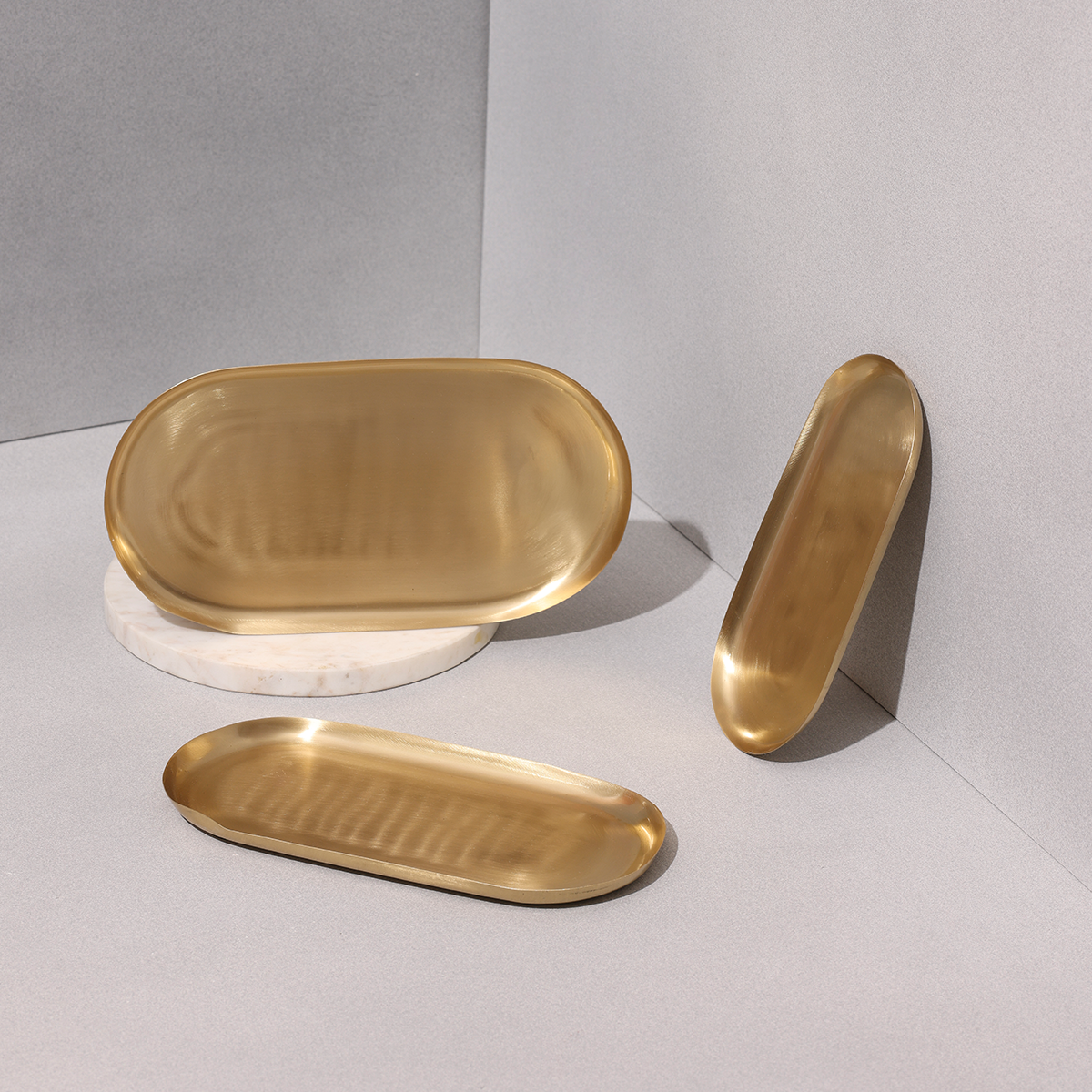 Brass Platters | Set of 3 | Handcrafted | Serving Tray Sets | Gift Box
