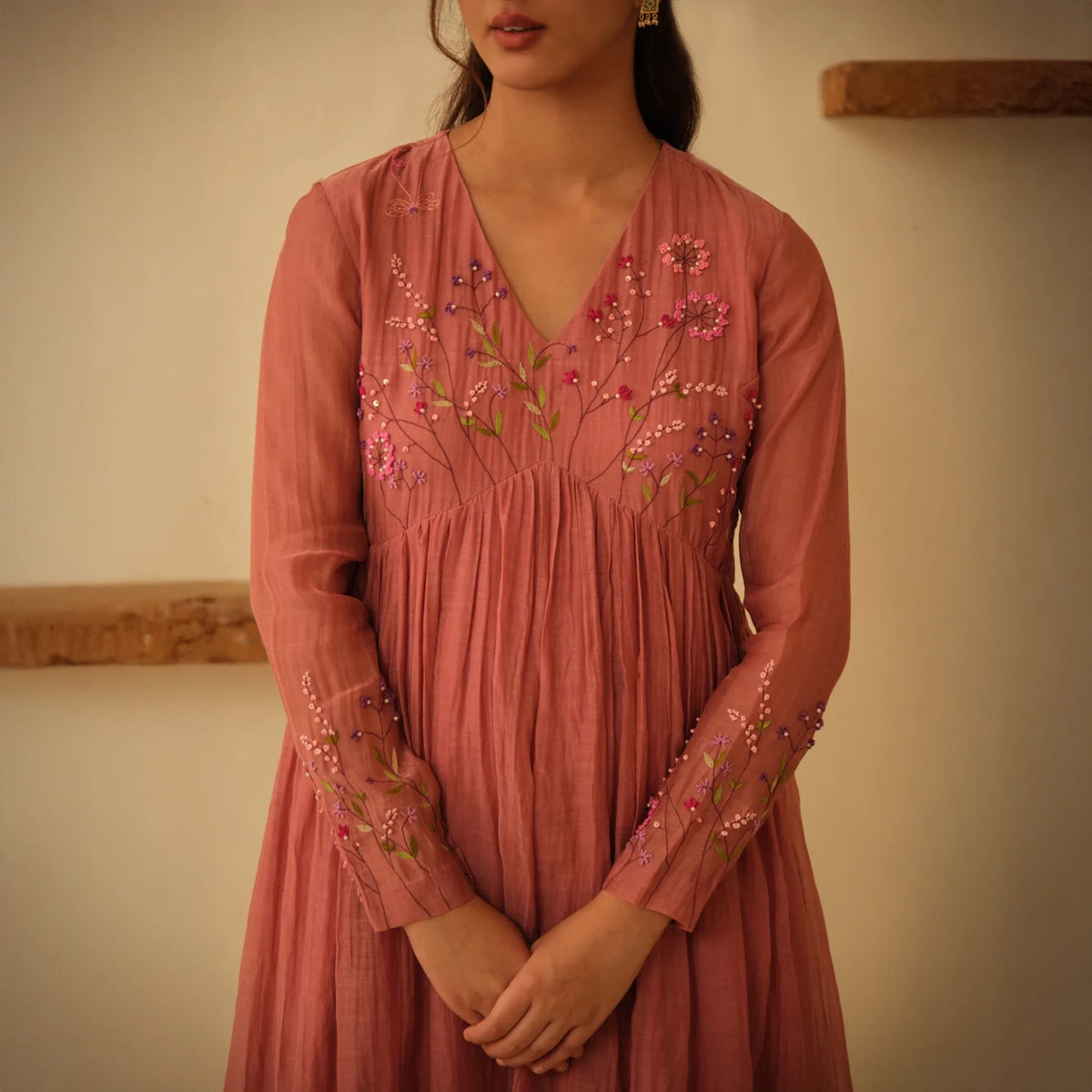 Mauve Chanderi Kurta Set