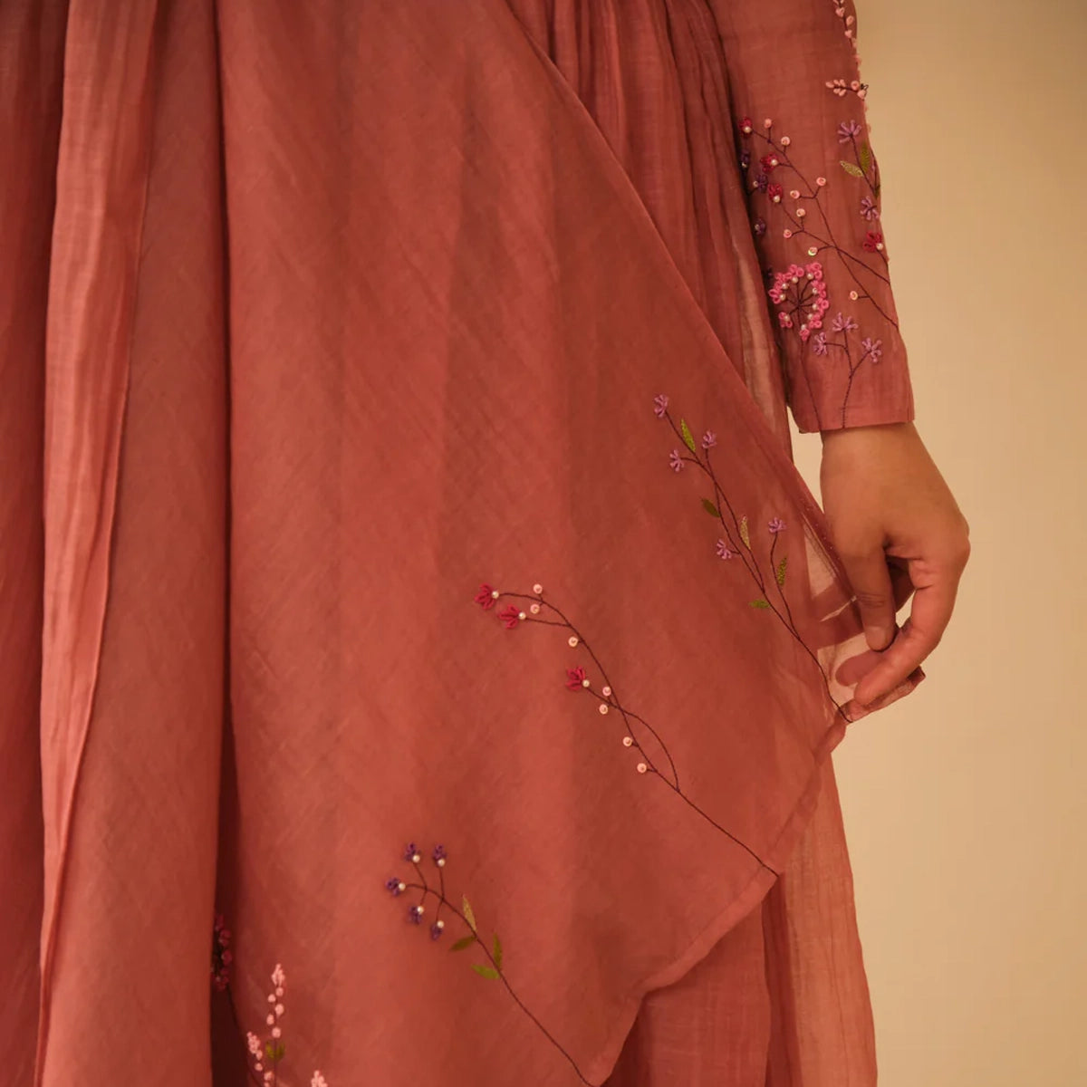 Mauve Chanderi Kurta Set
