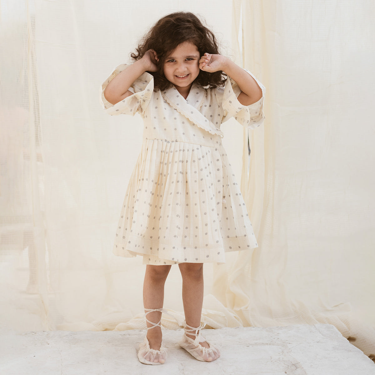 Mini Grey Polka Wrap Dress