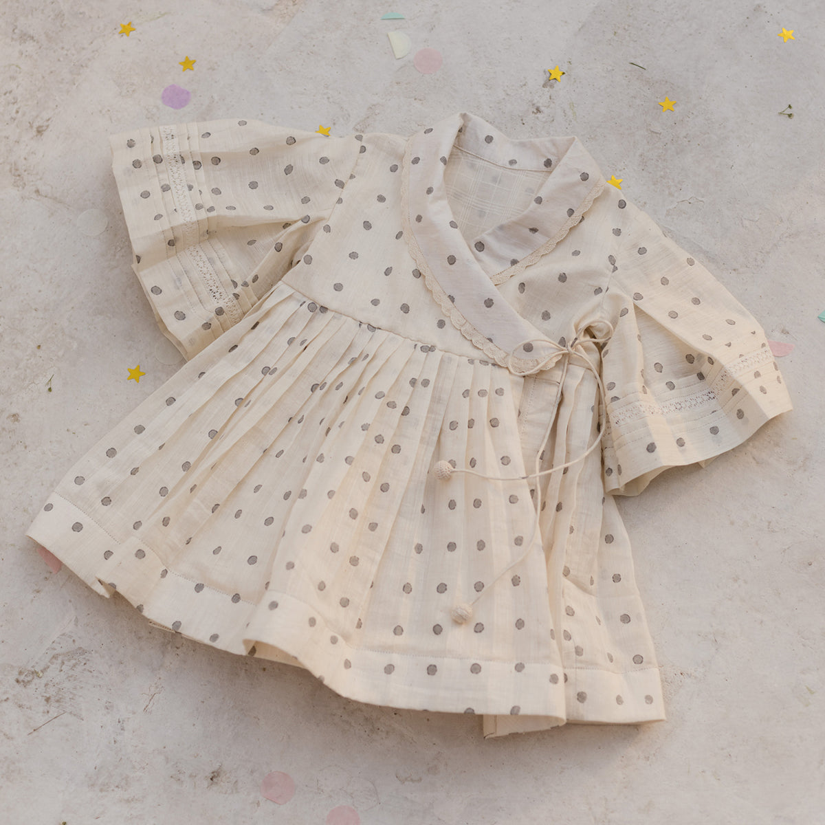 Mini Grey Polka Wrap Dress