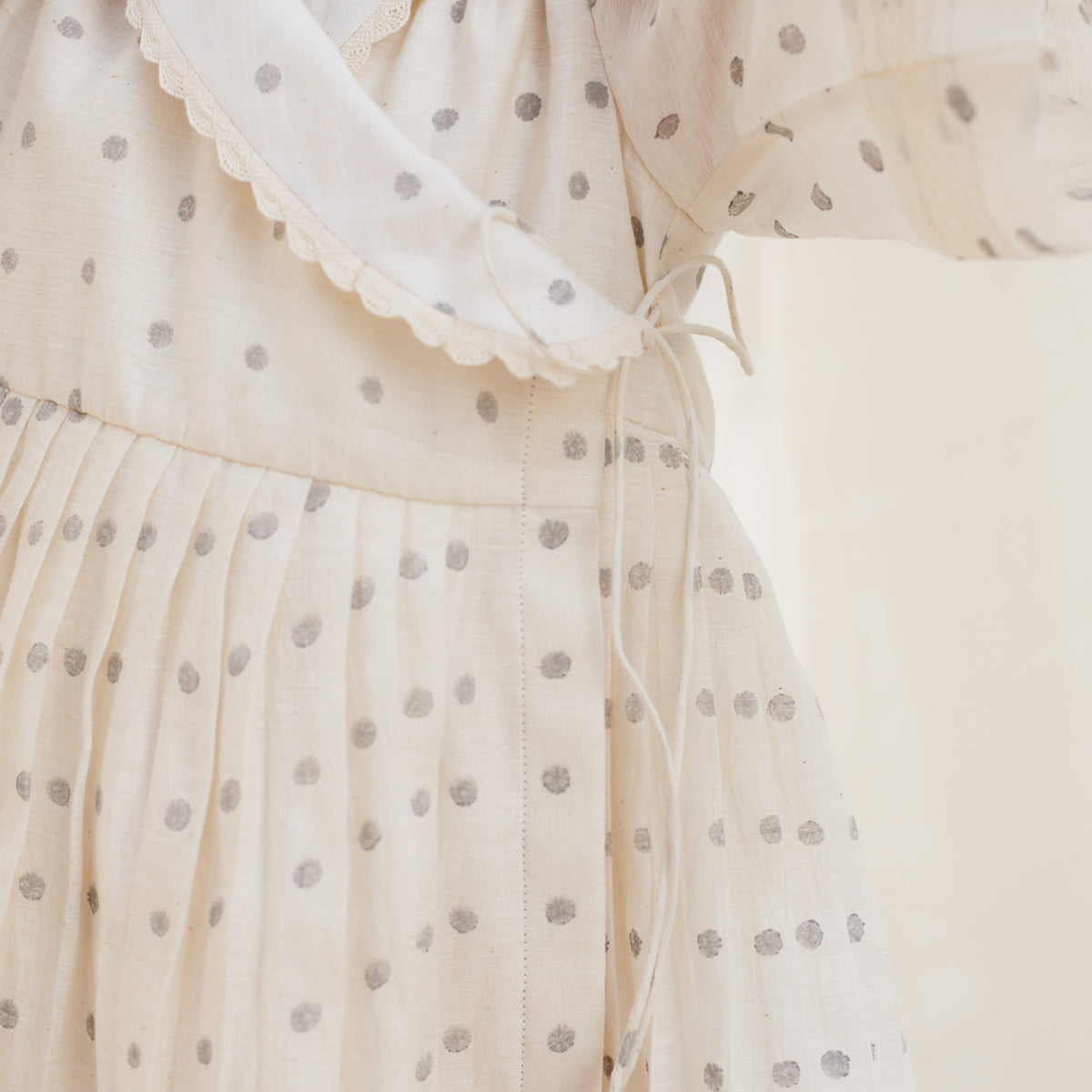 Mini Grey Polka Wrap Dress