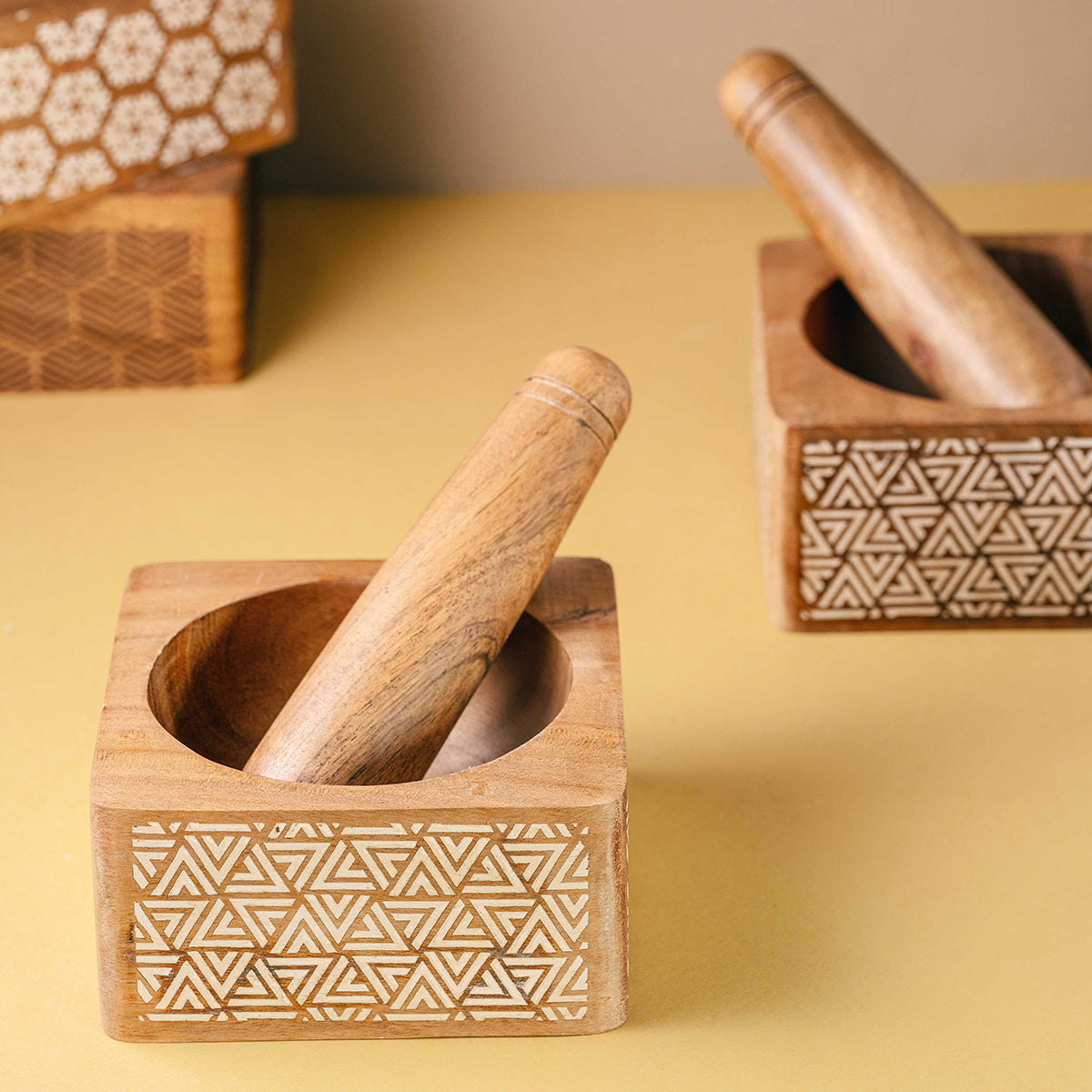 Wooden Mortar Pestle Set