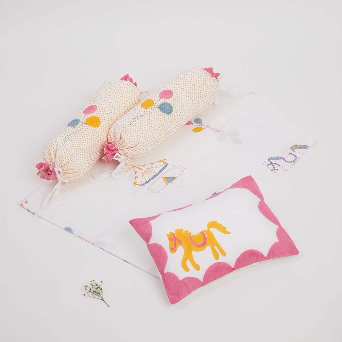 Cot Bedding Set- I am going to the circus - Pink
