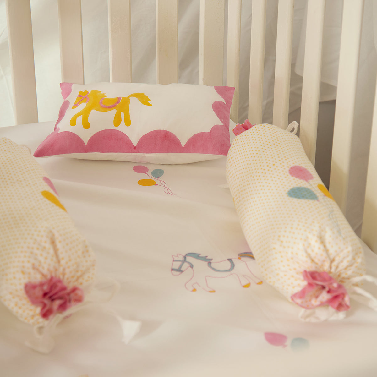 Cot Bedding Set- I am going to the circus - Pink