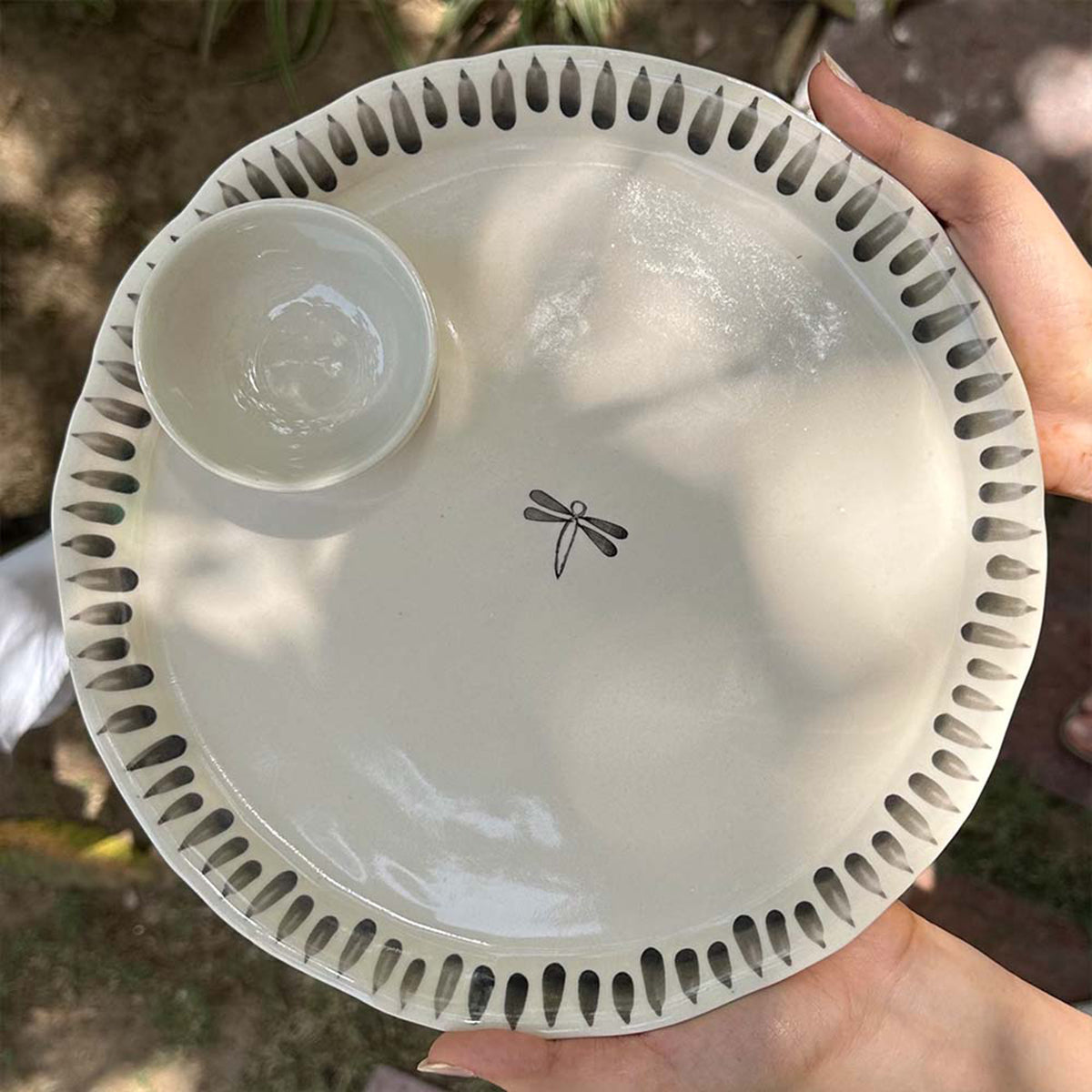 Midnight Dragonfly Platter Set