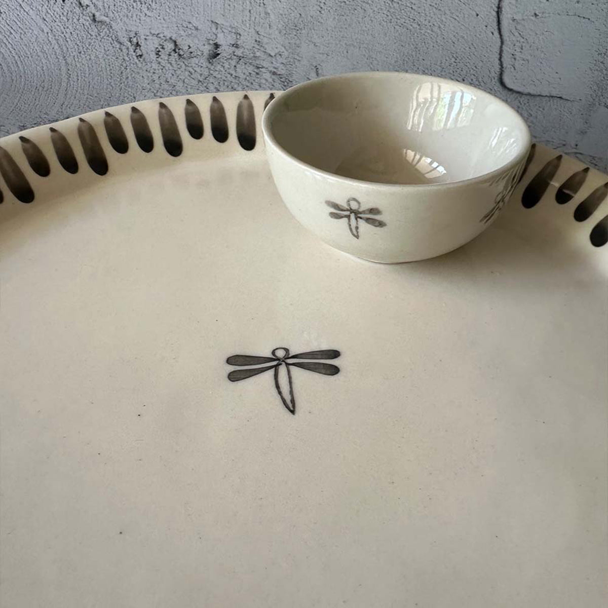 Midnight Dragonfly Platter Set