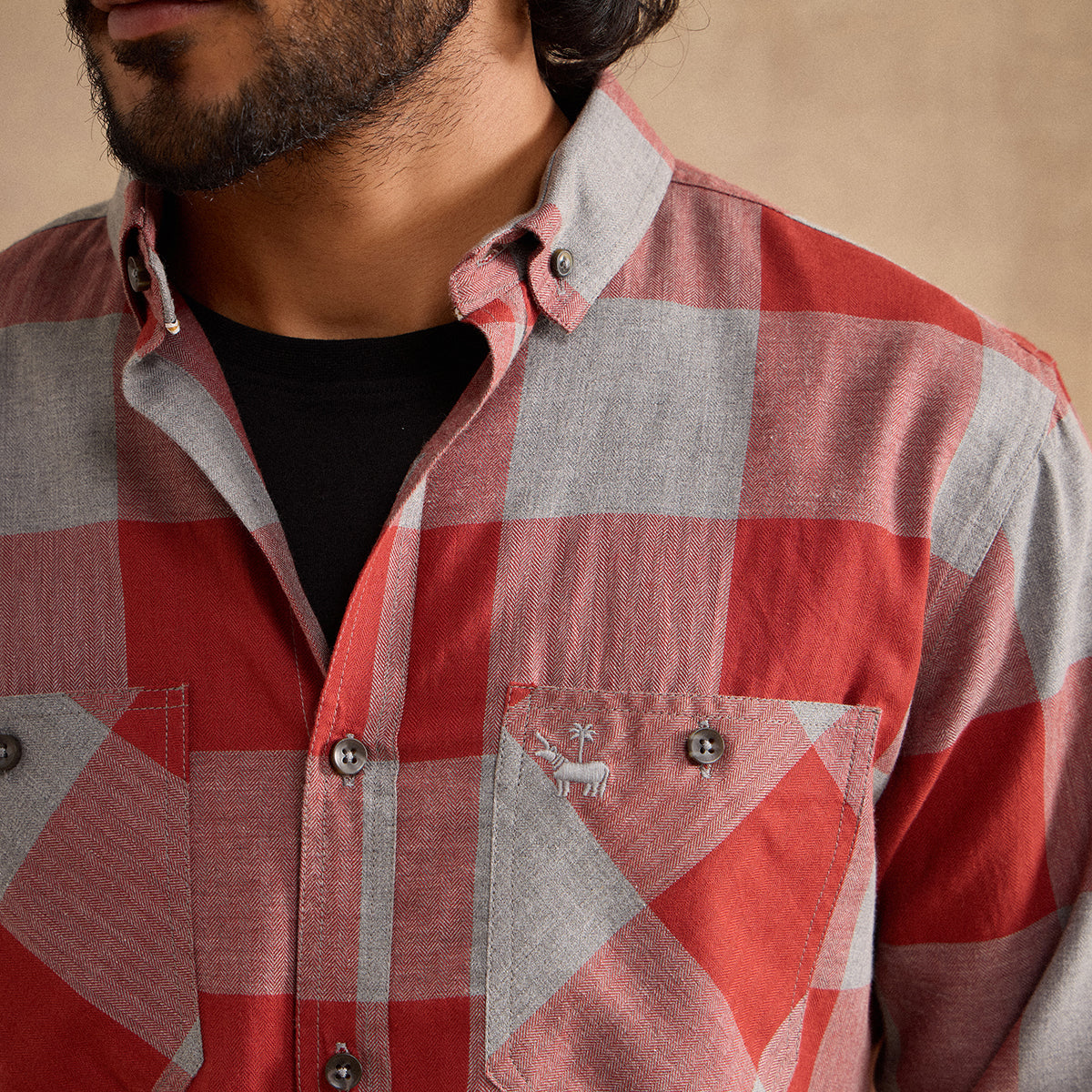 Moore Shirt - Maroon and Grey