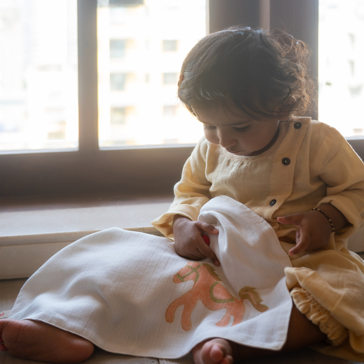 Baby Wash Cloth | Organic Muslin | Circus Peach | Set of 2