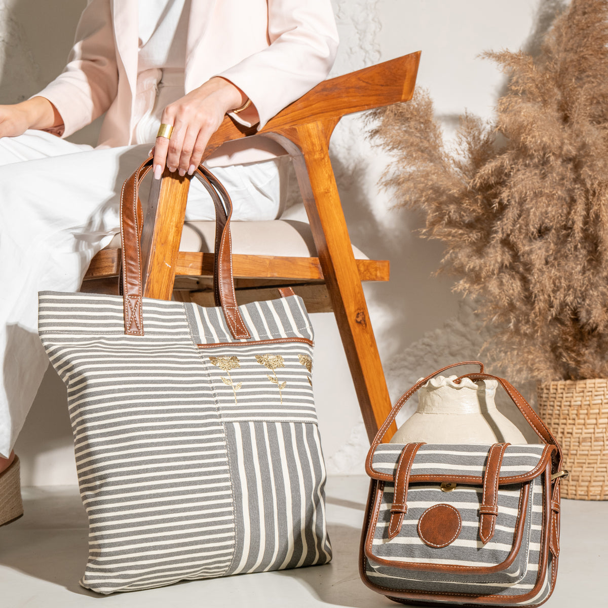 Retro Stripe Ladies Tote Bag