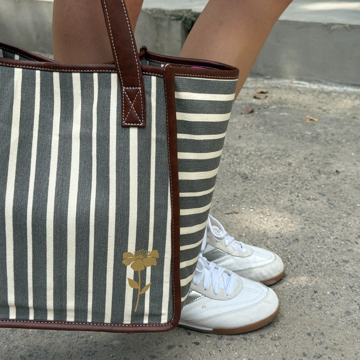 Retro Stripe Work Tote