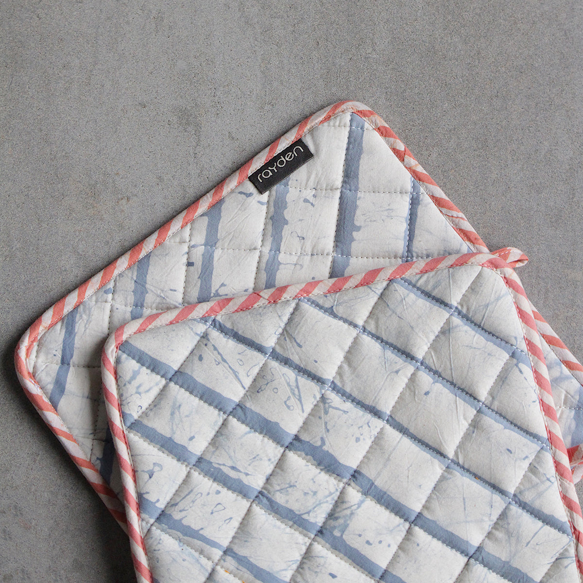 Cotton Kitchen Pot Holder | Blue | Set of 2