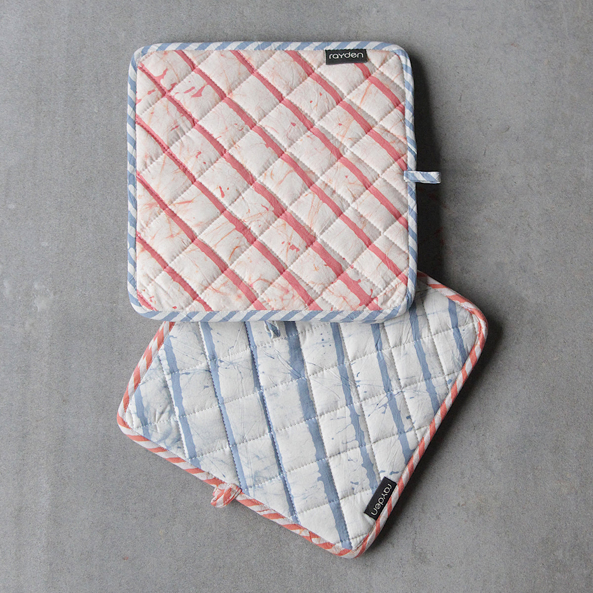 Cotton Kitchen Pot Holder | Blue | Set of 2